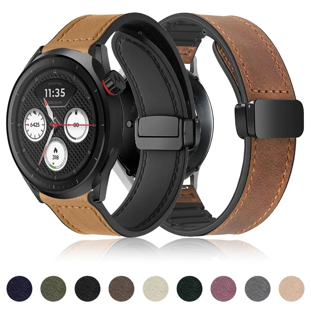 Motorola Smartwatch Accessories - حزام جلدي ناعم لساعة موتورولا موتو