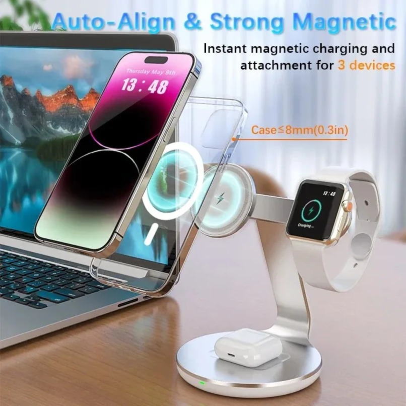 شاحن لاسلكي 3 في 1 مع حامل دوا - مراجعة Watch Charging Dock وسعره